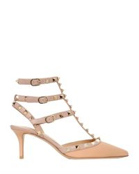 Valentino | Natural 65mm Rockstud Calfskin Pumps | Lyst