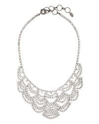 Elizabeth Cole | Metallic Lace Crystal Bib Necklace | Lyst