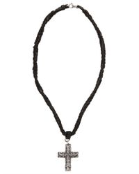 Emanuele Bicocchi | Metallic Chunky Cross Woven Leather Necklace for Men | Lyst