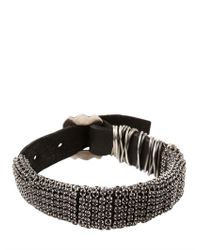 Emanuele Bicocchi | Metallic Swarovski Leather Silver Bracelet for Men | Lyst