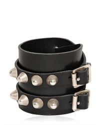 Saint Laurent | Black Studded Buckle Leather Bracelet for Men | Lyst
