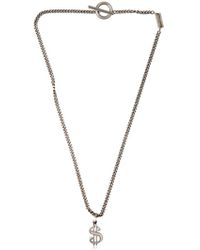Saint Laurent | Metallic Doublecross Silver Necklace for Men | Lyst