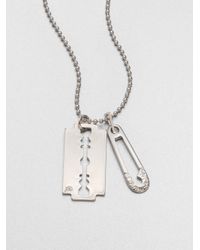 McQ | Metallic Razor Safety Pin Pendant Necklace | Lyst