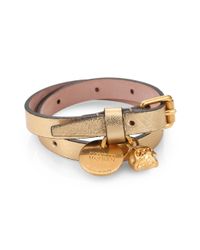 Alexander McQueen | Metallic Leather Wrap Bracelet | Lyst