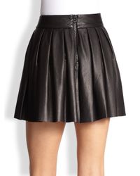 alice and olivia black leather skirt