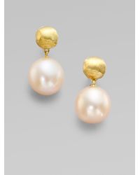 Marco Bicego | Metallic Freshwater Pearl 18k Yellow Gold Earrings | Lyst