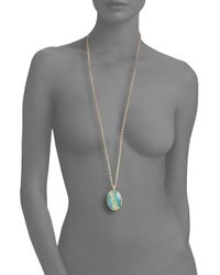 Mija | Jade White Sapphire Oval Pendant Necklacelight Blue | Lyst