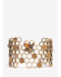 Alexander McQueen | Gold Honeycomb Bee Cuff Bracelet | Lyst