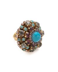 Erickson Beamon | Metallic 'stratosphere' Faux Pearl Crystal Floral Cluster Ring | Lyst