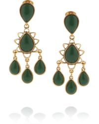 Oscar de la Renta | Green Asymmetric Crystal Clip Earrings | Lyst