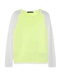 Tibi Yellow Neon Chunky and Fine knit Sweater