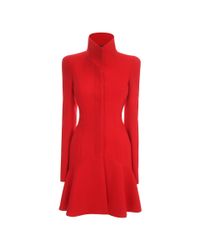 Lyst - Alexander Mcqueen Wave Panel Short Dress Coat in Red