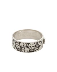 Alexander McQueen | White Enamel Skull Clasp Bangle | Lyst