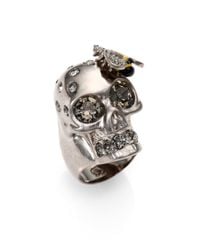 Alexander McQueen | Metallic Bee & Skull Cocktail Ring | Lyst