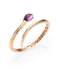 Roberto Coin | Metallic 18k Rose Gold Amethyst Snake Bracelet | Lyst