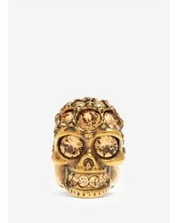 Alexander McQueen | Metallic Crystal Embedded Skull Ring | Lyst
