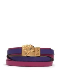 Alexander McQueen | Purple Layered Strap Leather Wrap Bracelet | Lyst