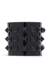 Valentino | Black 'rockstud' Wide Patent Leather Bracelet | Lyst