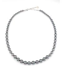 Majorica | Gray 8mm 12mm Round Grey Pearl Sterling Silver Strand Necklace | Lyst