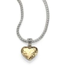 John Hardy | Gray 18k Yellow Gold & Sterling Silver Heart Necklace | Lyst