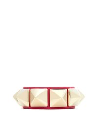Valentino | Red 'rockstud' Macro Leather Bracelet | Lyst