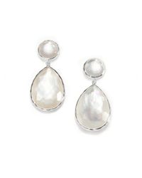 Ippolita | Metallic Wonderland Mother-of-pearl, Clear Quartz & Sterling Silver Teardrop Snowman Doublet Post Earring | Lyst