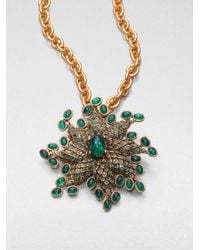 Oscar de la Renta | Green Starburst Convertible Pendant Necklace Brooch | Lyst