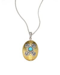 Gurhan | Metallic Elegance Turquoise, Diamond, 24k Yellow Gold & Sterling Silver Pendant Necklace | Lyst