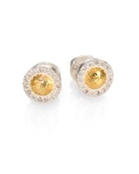 Gurhan | Nokta Diamond, 24k Yellow Gold & Sterling Silver Button Earrings | Lyst