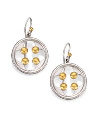 Gurhan | Metallic Cloister 24k Yellow Gold & Sterling Silver Quatrefoil Drop Earrings | Lyst