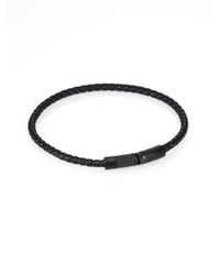 Emporio Armani | Black Leather Bracelet | Lyst