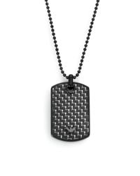 Emporio Armani | Black Dog Tag Pendant Necklace | Lyst