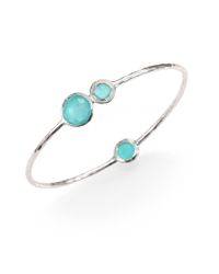 Ippolita | Metallic Stella Turquoise, Mother-of-pearl, Diamond & Sterling Silver Doublet Station Bangle Bracelet | Lyst