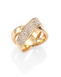 Michael Kors | Metallic Brilliance Statement Pavé Crisscross Ring/goldtone | Lyst