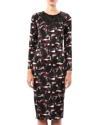 Saloni | Black Marcel Dahliaprint Dress | Lyst