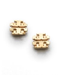 Tory Burch | Metallic T Logo Large Stud Earrings/Goldtone | Lyst