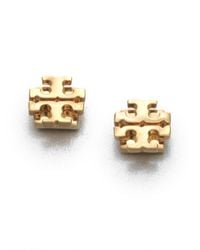 Tory Burch | Metallic T Logo Small Stud Earrings/Goldtone | Lyst