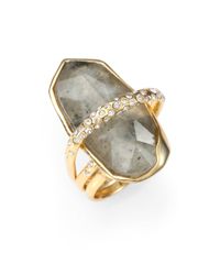 Alexis Bittar | Metallic Labradorite and White Quartz Doublet Ring | Lyst