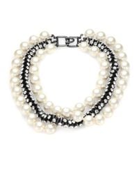 Kenneth Jay Lane | White Faux Pearl and Hourglass Bead Necklace | Lyst