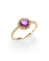 KALAN by Suzanne Kalan | Purple Amethyst, White Sapphire & 14k Yellow Gold Starburst Ring | Lyst
