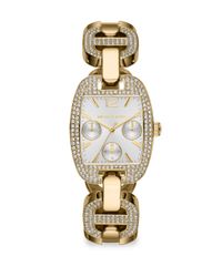 Michael Kors | Metallic Rectangular Crystalaccented Stainless Steel Chronograph Bracelet Watch | Lyst