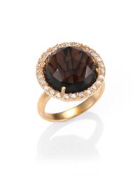 Mija | Brown Smoky Topaz Pave White Sapphire Cocktail Ring | Lyst