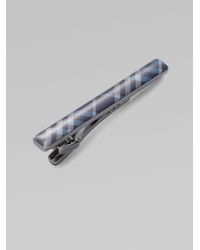 Burberry | Blue Enamel Check Tie Bar for Men | Lyst