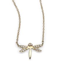 Sydney Evan | Metallic Diamond 14k Gold Dragonfly Pendant Necklace | Lyst