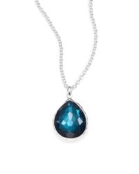 Ippolita | Blue Wonderland Peacock Mother-Of-Pearl, Clear Quartz & Sterling Silver Mini Teadrop Doublet Pendant | Lyst