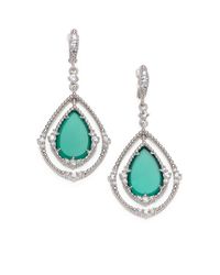 Judith Ripka | Metallic White Sapphire Green Chalcedony and Sterling Silver Earrings | Lyst