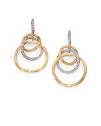 Marco Bicego | Metallic Diamond 18k White Yellow Gold Link Drop Earrings | Lyst