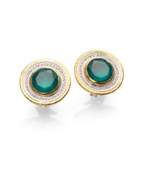 Gurhan | Metallic Diamond Emerald Doublet 24k Yellow Gold and Sterling Silver Earrings | Lyst