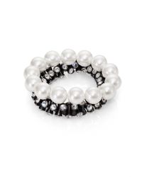 Kenneth Jay Lane | White Faux Pearl & Hourglass Bead Two-Strand Bracelet | Lyst