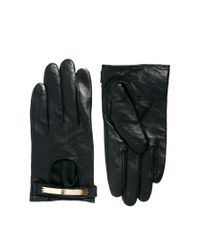 Asos Leather Metal Plate Gloves in Black | Lyst